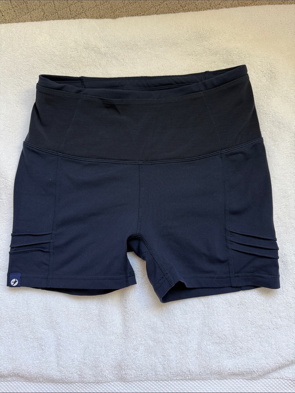oiselle Navy Performance High-Waist Running Shorts